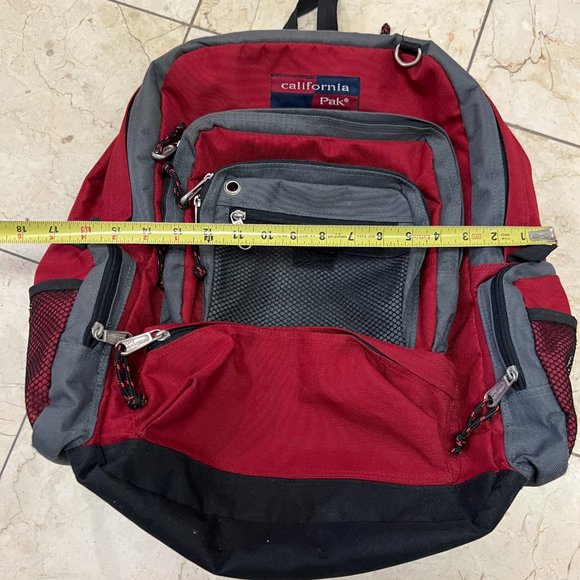 California Pak Carry On Multi Compartments Red /Black Backpack. - Picture 9 of 12